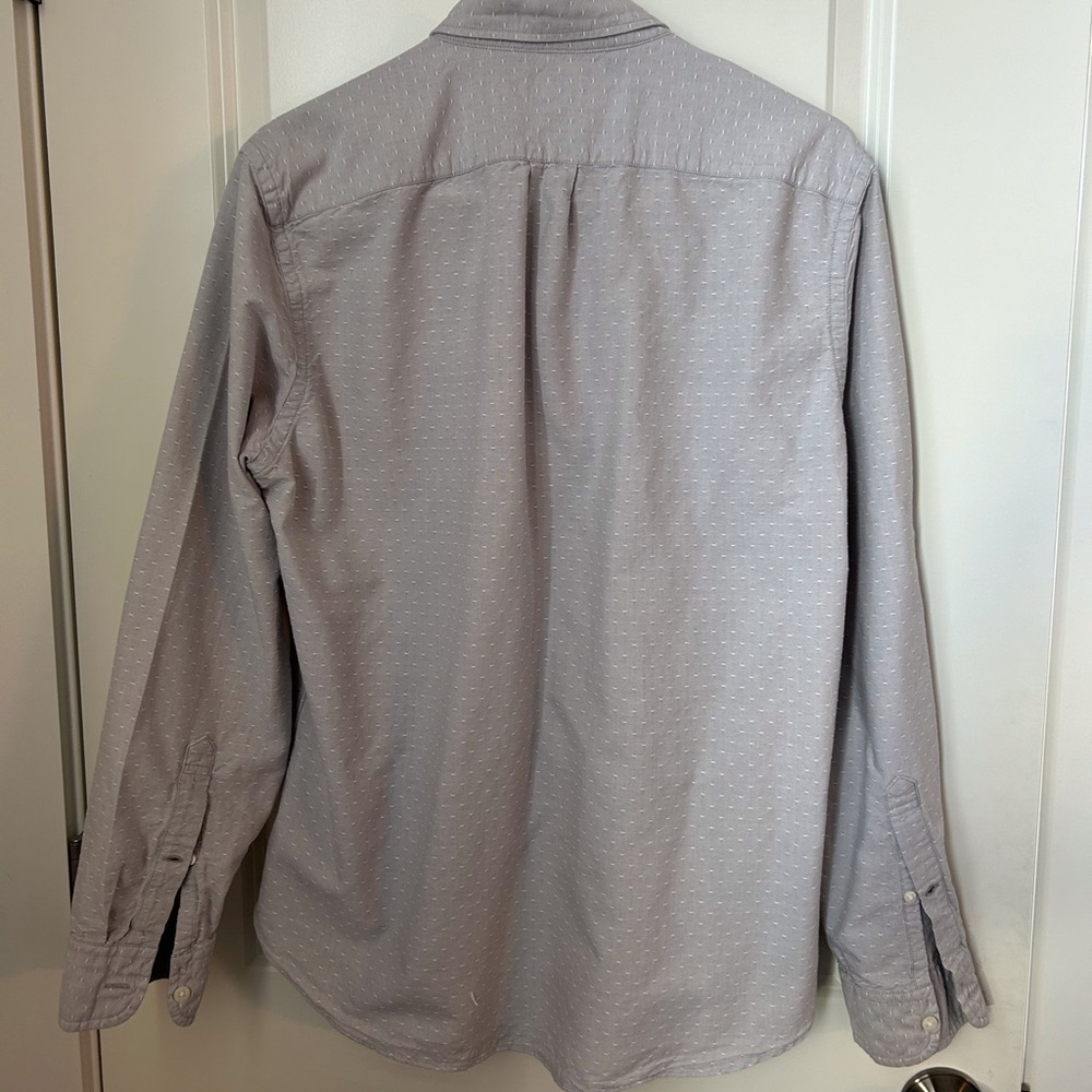 J.Crew men’s grey and white dot button up Oxford dress shirt Large slim fit - Picture 6 of 7
